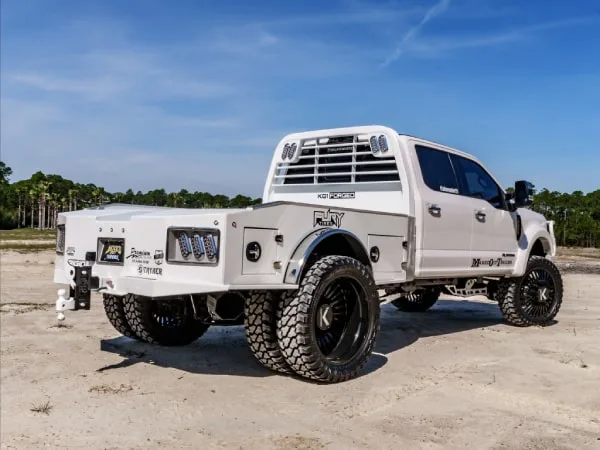Truck bed options including aluminum, steel, and flatbed styles at Silver Moon Trailers